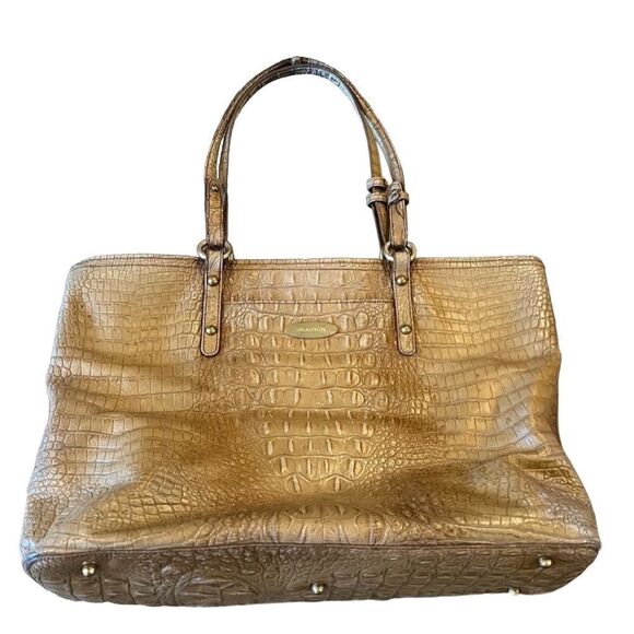Brahmin Tan Brown Crocodile Embossed Tote - Picture 1 of 8